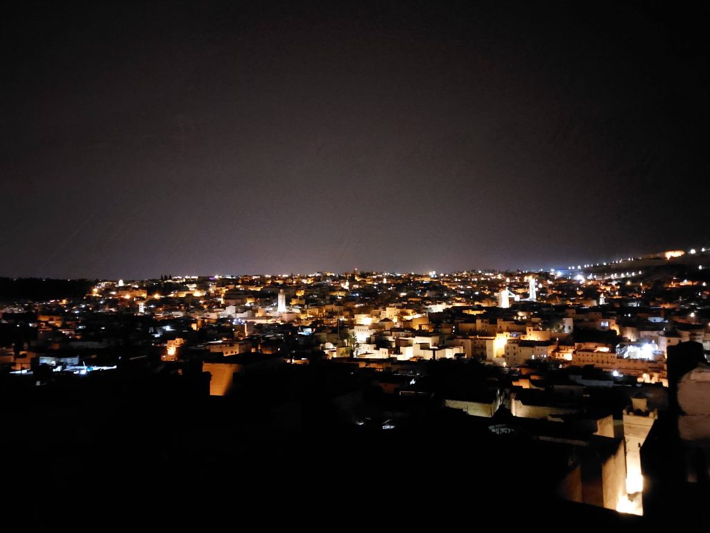 The medina of Fes, Morocco by night.