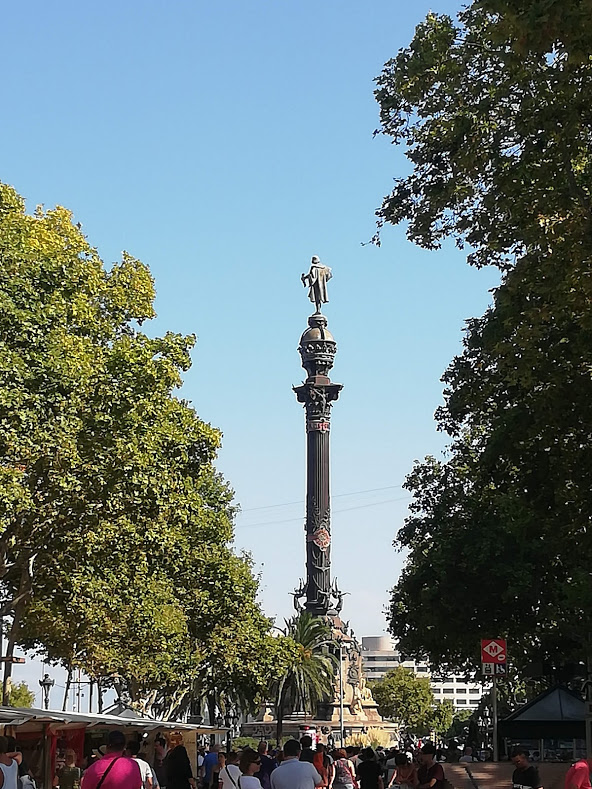 The monument of Columbus, at the end of La Rambla, Barcelona