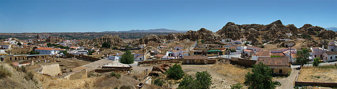 Area of cave dwellings, on the outskirts of the city of Guadix, Granada 