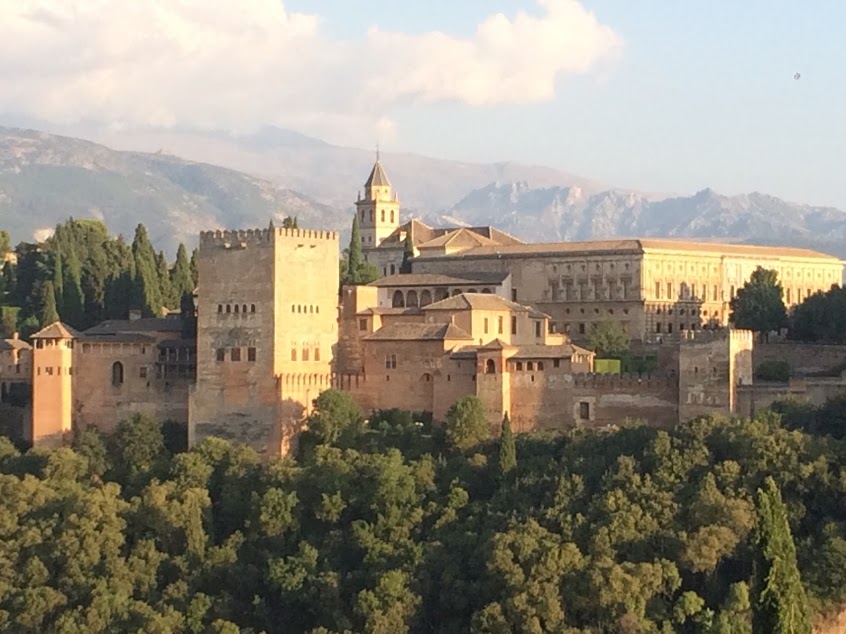 The Alhambra, high above the city center of Granada