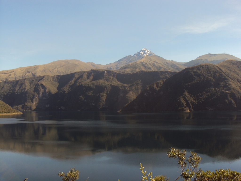 Cuicocha crater lake with Mt. Cotacachi on the far side
