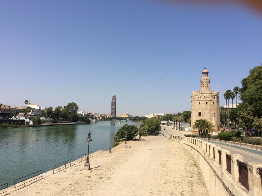 The Guadalquivir river and the Tower of Gold, symbol of Sevilla