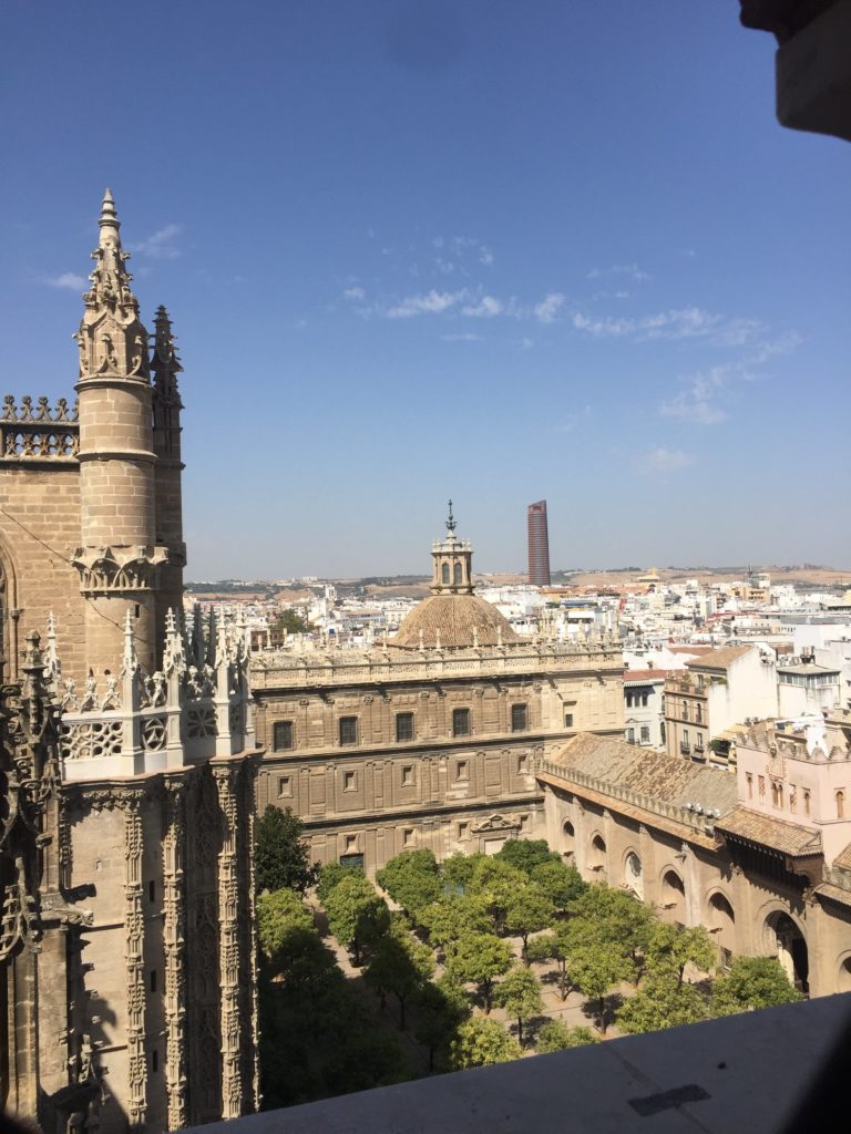 View from the Giralda, part of the Cathedral of Sevilla and the Patio de los Naranjos