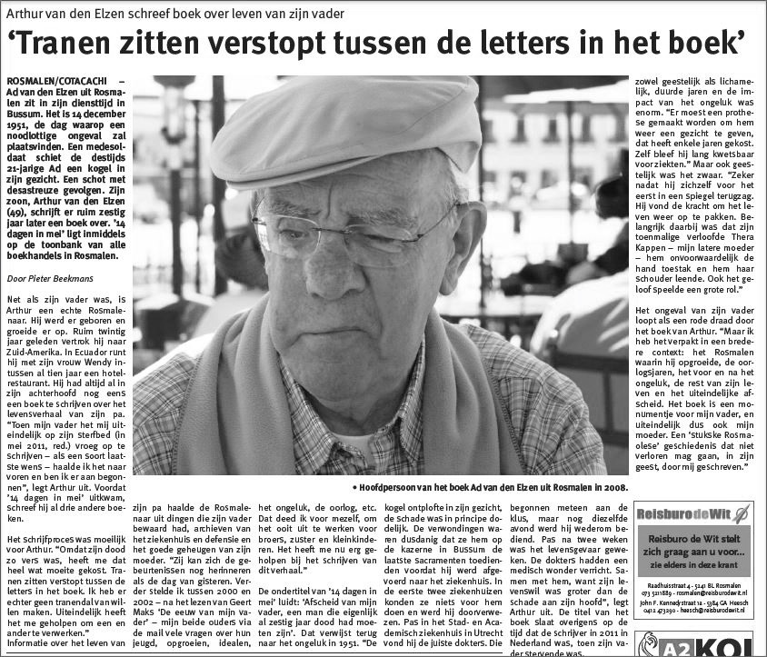 Article on my book in the Dutch press, with a photo of my dad