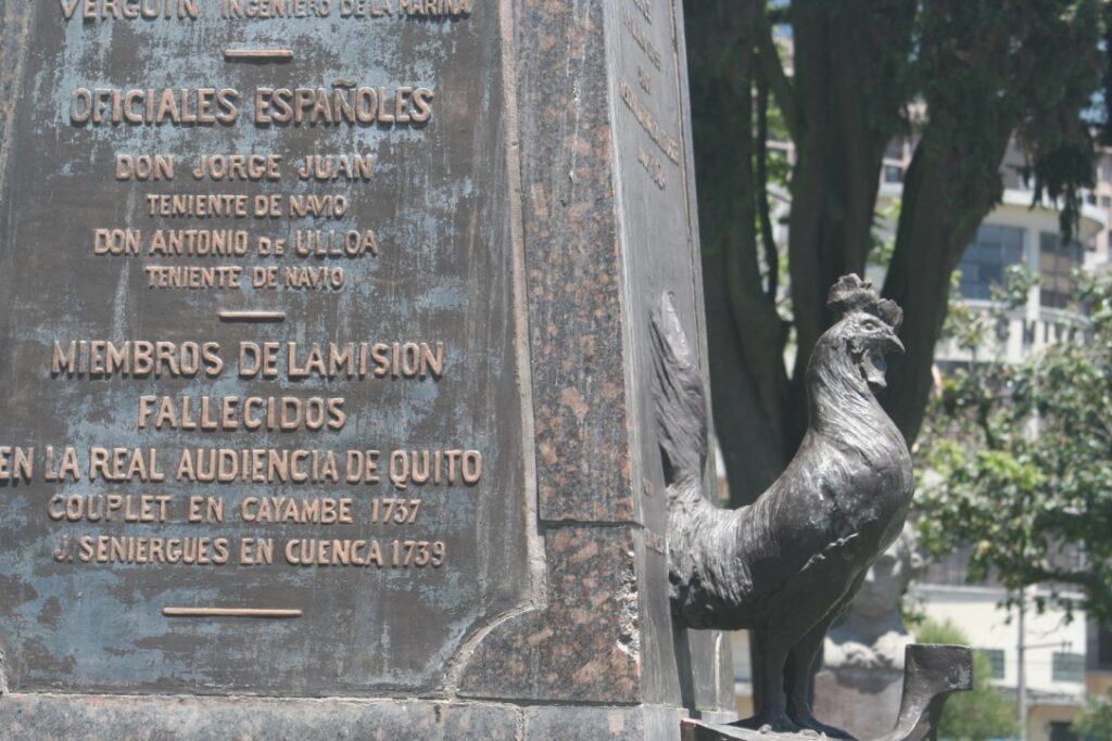 Monument that remembers the journey of the French expeditionaries through Ecuador 