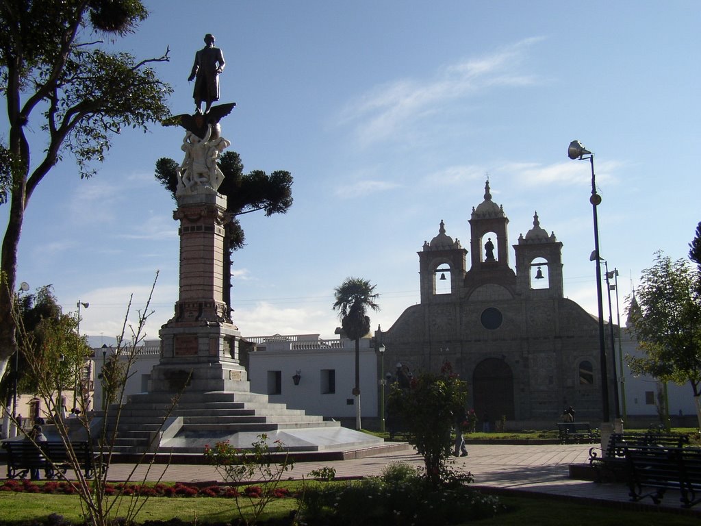 Statue of Pedro Vicente Maldonado in the center of Riobamba, Ecuador