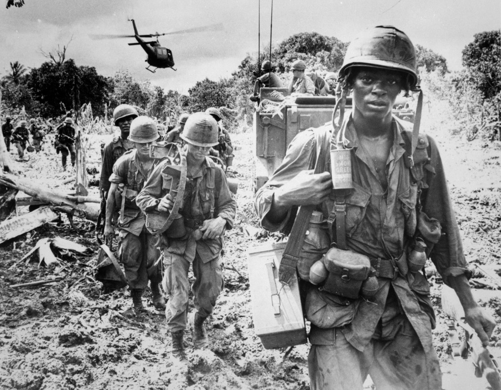 Young USA soldiers on the battlefield in Vietnam. Almost sixty thousand young US troopers lost their life their. 