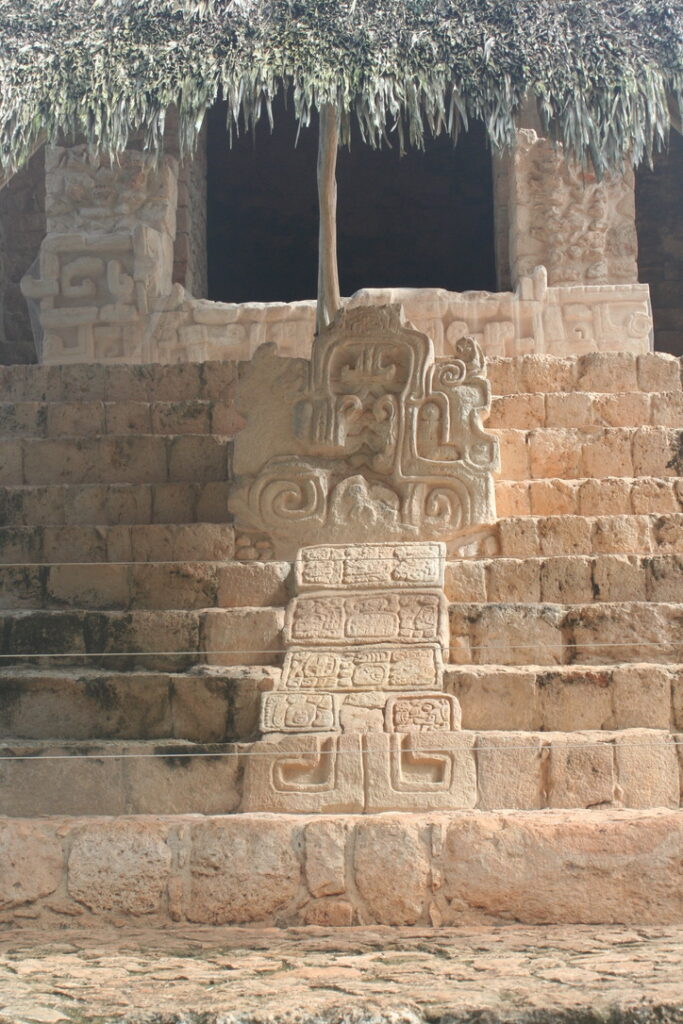 Detail of the partially restored Acrópolis of Ek Balam, Yucatán.