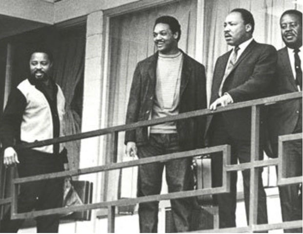 Martin Luther King, Lorraine Motel, Memphis, April 3 1968. Accompanying book review Canaan’s Edge, written by Taylor Branch. 