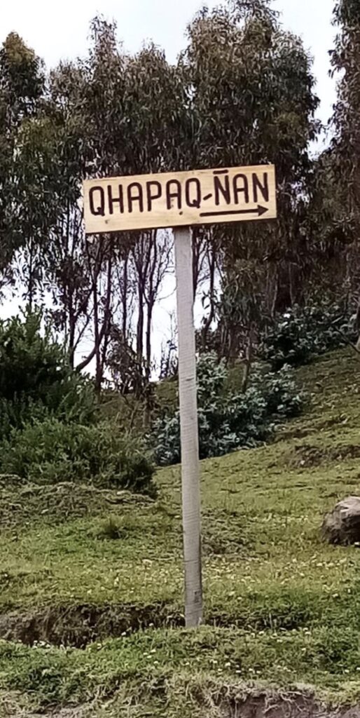 Signpost of the Qhapaq Ñan or old Inca road near Pambamarca.