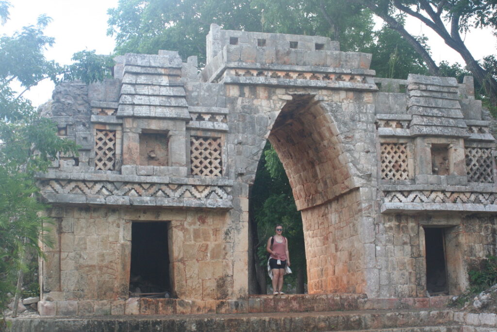 Arch of Labná. with mu daughter in the middle.