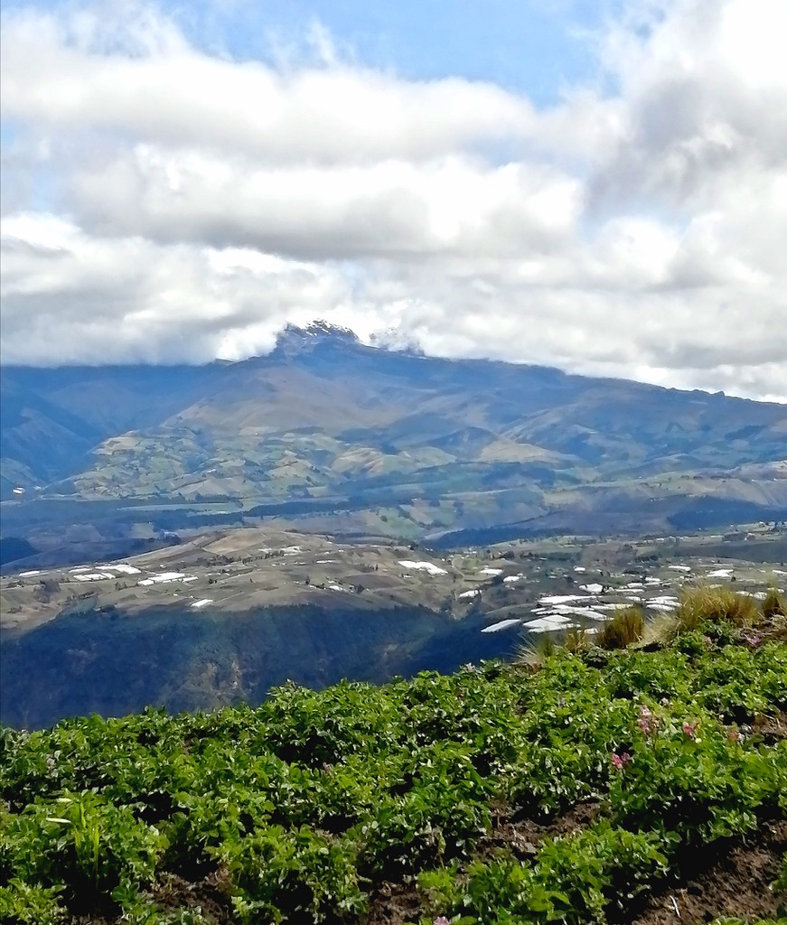 Mount Cayambe in the clouds.