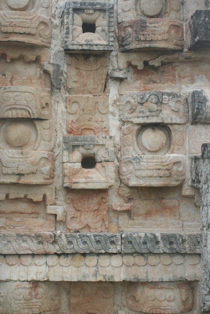 Detail of the Puuc-style on one of the temples of Kabah.