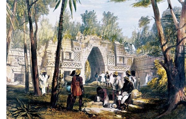 Litho of the Arch of Labná, by Frederick Catherwood.