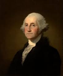 Painting of General George Washington, first US President. Painted by Rembrandt Peale (1772). George Washington, one of the main characters in Revolution Song, written by Russell Shorto. 