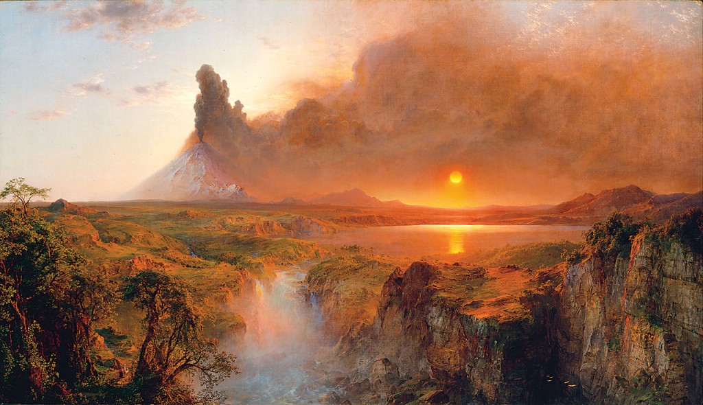 Cotopaxi wildly erupting. Painted by F.E. Church, 1862, after a visit to Ecuador.