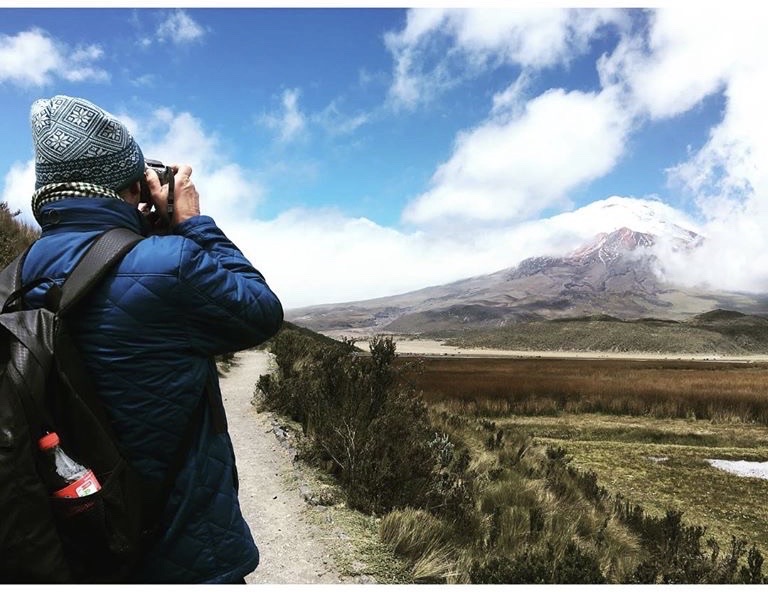 Me, taking a picture of Mt. Cotopaxi, from the trail around the Limpiopungo lake.