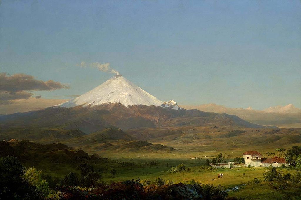 Cotopaxi dreamily erupting. Painted by F.E. Church, 1855 after a visit to Ecuador.