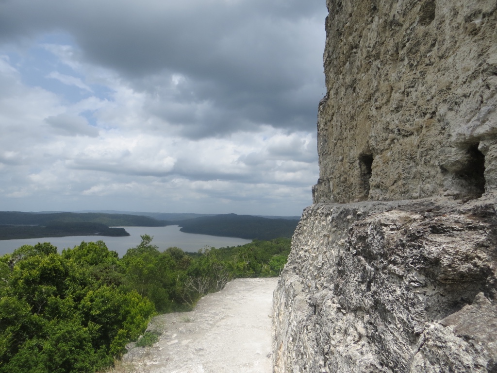 View of the surrounding area and Lake Yaxhá from temple or Structure 216 of the Maya-site Yaxhá, Petén, Guatemala. 