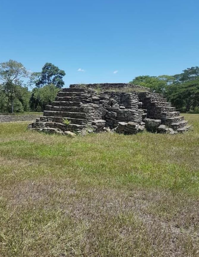 One of smaller temples or altars that adorn the main plaza at the base of the Acropolis of Toniná.