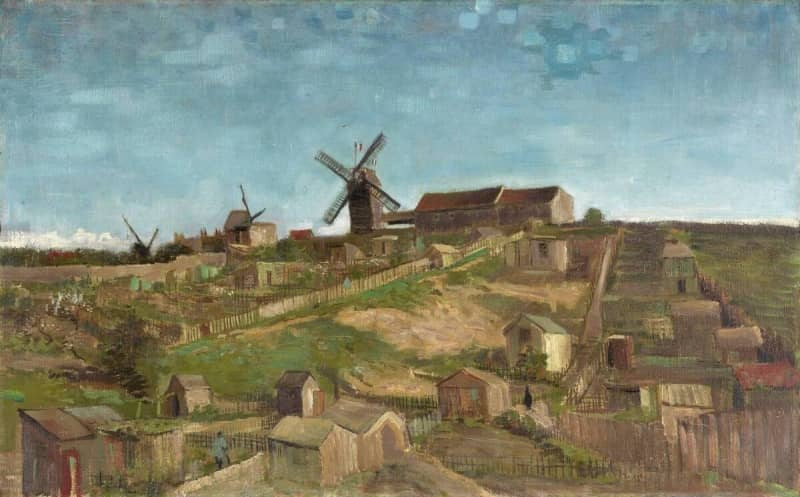 La butte or hill of Montmartre, painting by Vincent van Gogh (1886). 