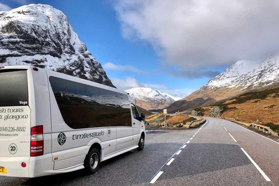Impressions of the Isle of Skye region, Scotland. Tour Bus on the road.
