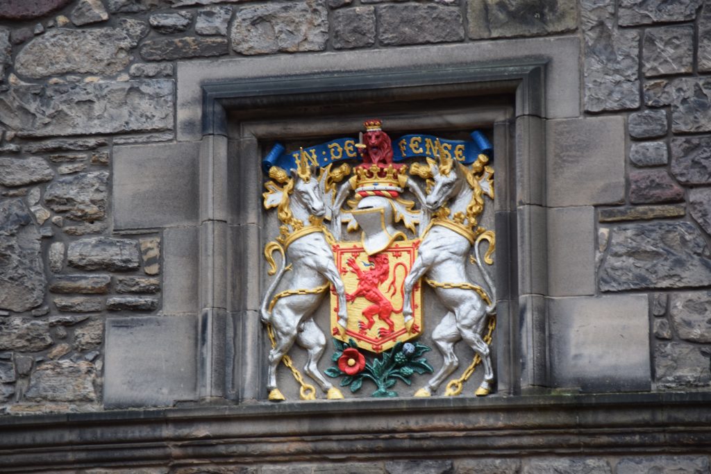 Coat of Arms of Edinburgh Castle, Scotland.