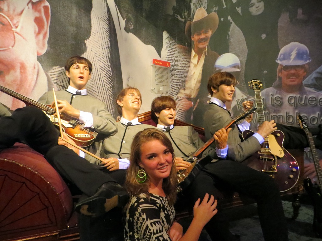 The Beatles with our daughter at Madame Tussauds, New York.