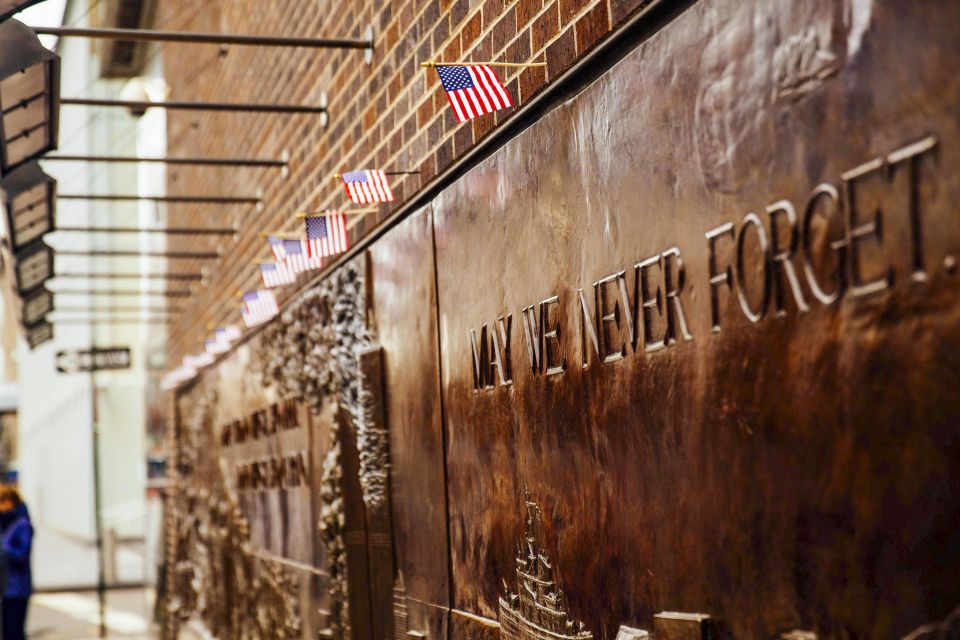 "May we never forget" memorial plaque in 9/11 Museum, Manhattan, New York.