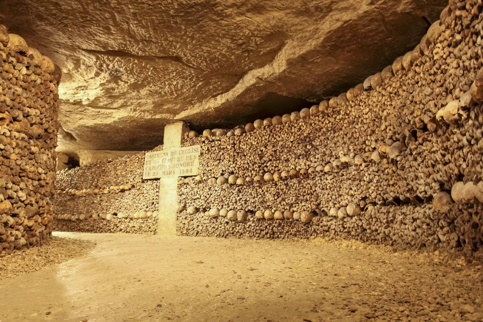 Image of the Paris Catacombs underneath the city center. 