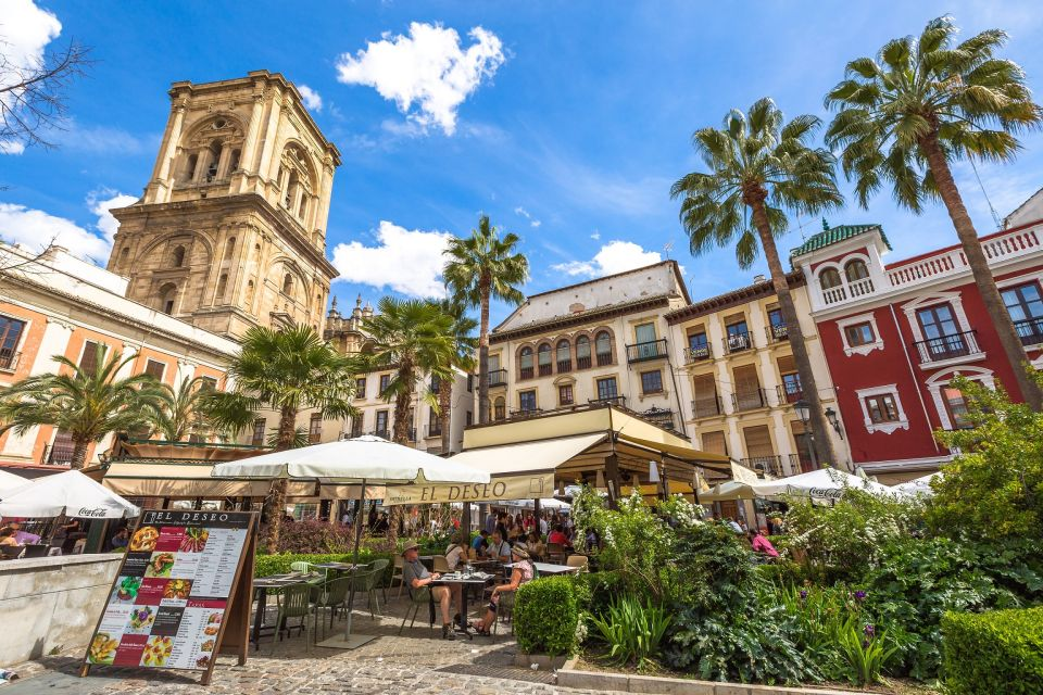 Central Granada with the Cathedral in the background.