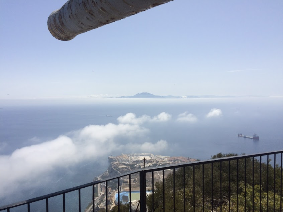 A view of Morocco, Africa from Gibraltar. On the other side of the Strait. 