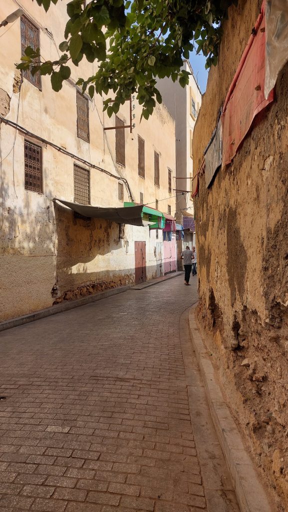 Impressions of a visit to the medina or inner city of Fes, Morocco. Narrow alleyways all around.