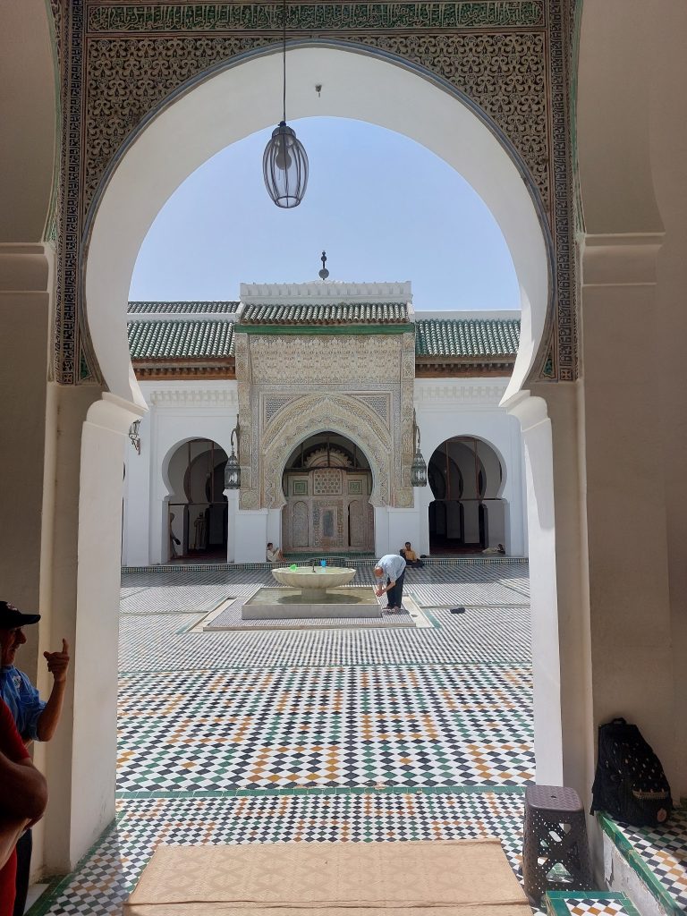Interior of the Al-Qarawiyyin Mosque/ University, Fez. Picture taken from the main gate.