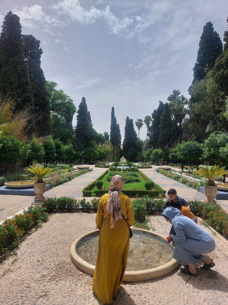 Local women visiting the Jnan Sbil or Bou Jeloud Garden in Fez.