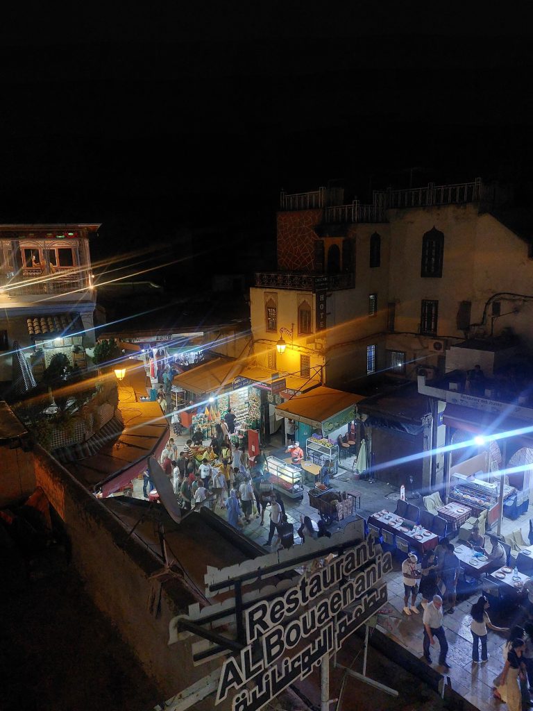 View from the rooftop terrace of Restaurant Al Bouaenania, near the Blue Gate in Fez.