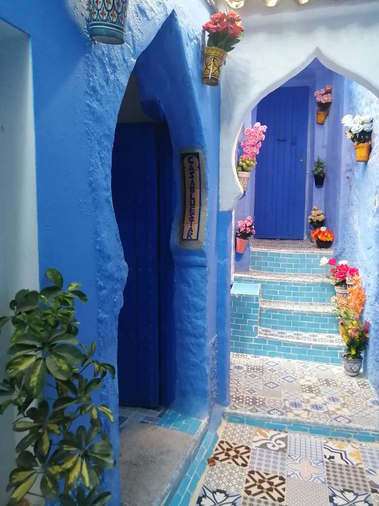 Entrance to our hotel in Chefchaouen, Casa Blue Star.