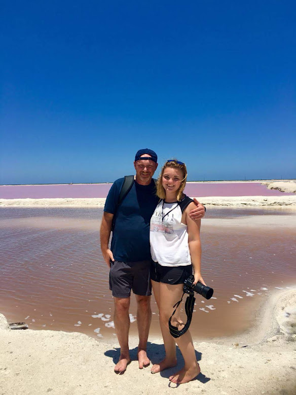 Me and my daughter Lisa at the Pink Lagoon, Río Lagartos, Yucatán.
