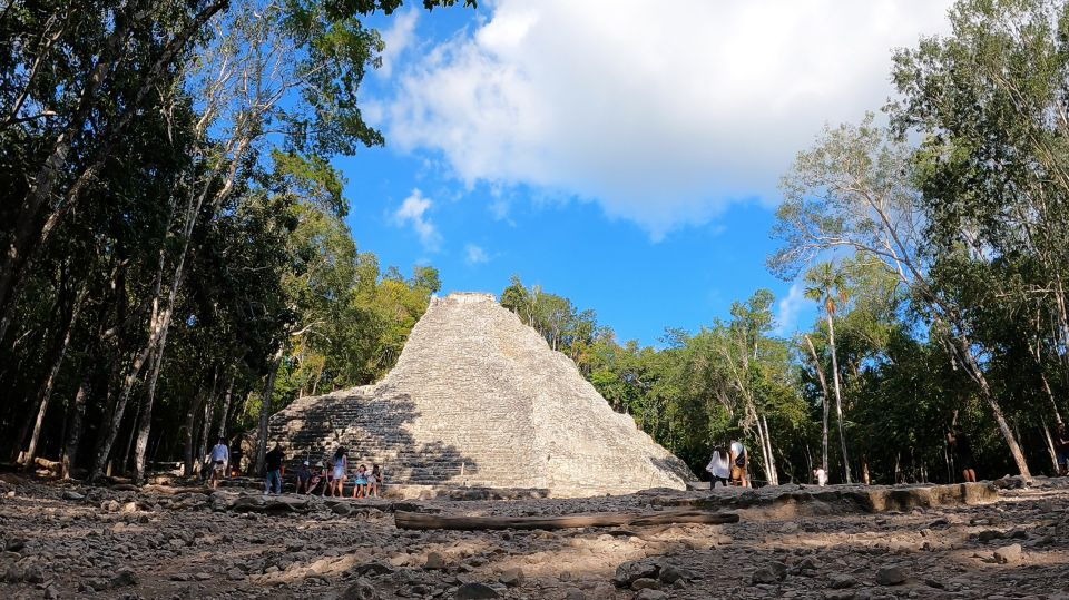 Frogs eye view of the Ixmoja Pyramid, part of the Grupo Nohoch Mul , being  the highest temple of the Cobá Maya site on Yucatán.