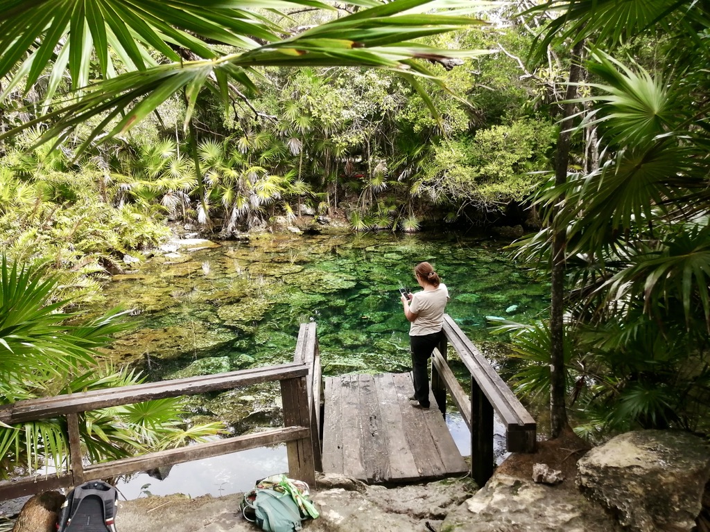 A visit to inland "cenote" at the Caleta Tankah hotel & resort, Tulum, Yucatán.