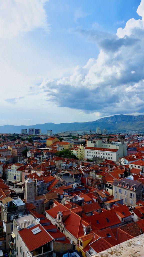 Panoramic view of Split from the bell tower, next to the Saint Domnius Cathedral.