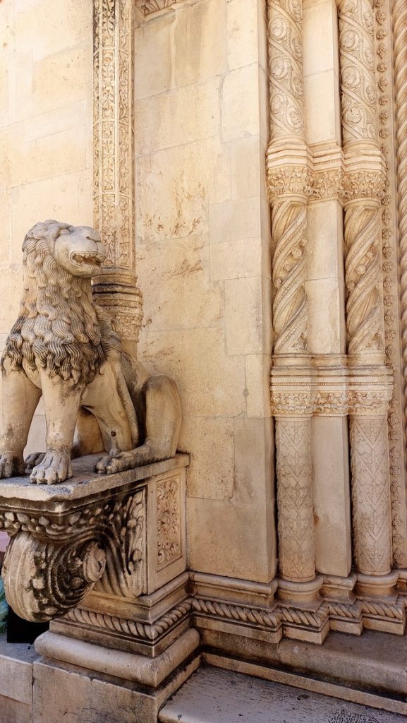 The entrance of the St. James Cathedral, Šibenik is 