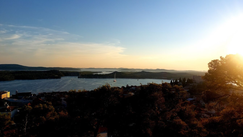 View from the Barone Fortress over the city of Šibenik & bordering seafront. 