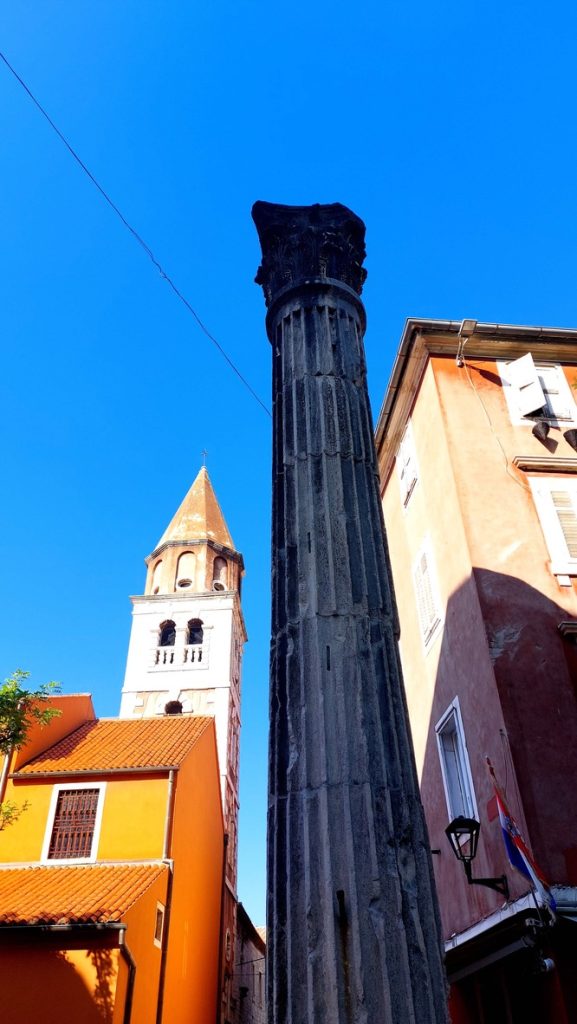 Impression of our visit to the inner city of Zadar, Croatia. A Roman column still standing between later constructions.  