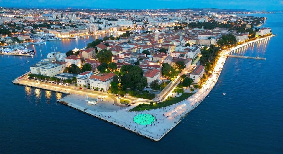 Bird-eye view of the old city center of Zadar, Croatia.