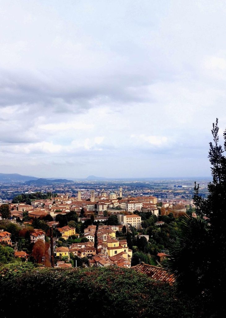 Bird-eye view of the city of Bergamo. 