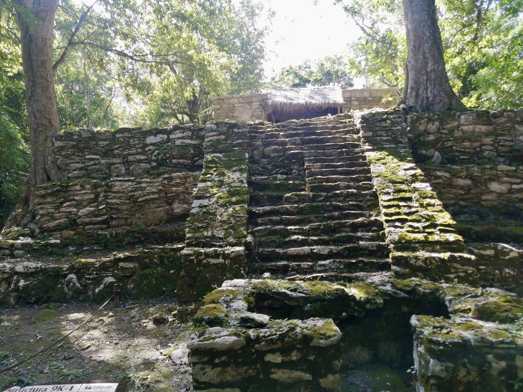 Impression of our visit to Muyil. Steps leading up to one of the bigger temples of Muyil. 