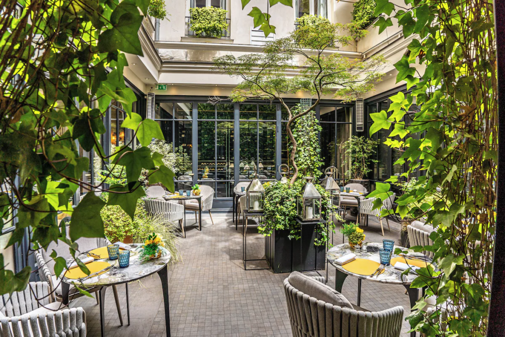 Inner courtyard of La Burgundy in Paris.
