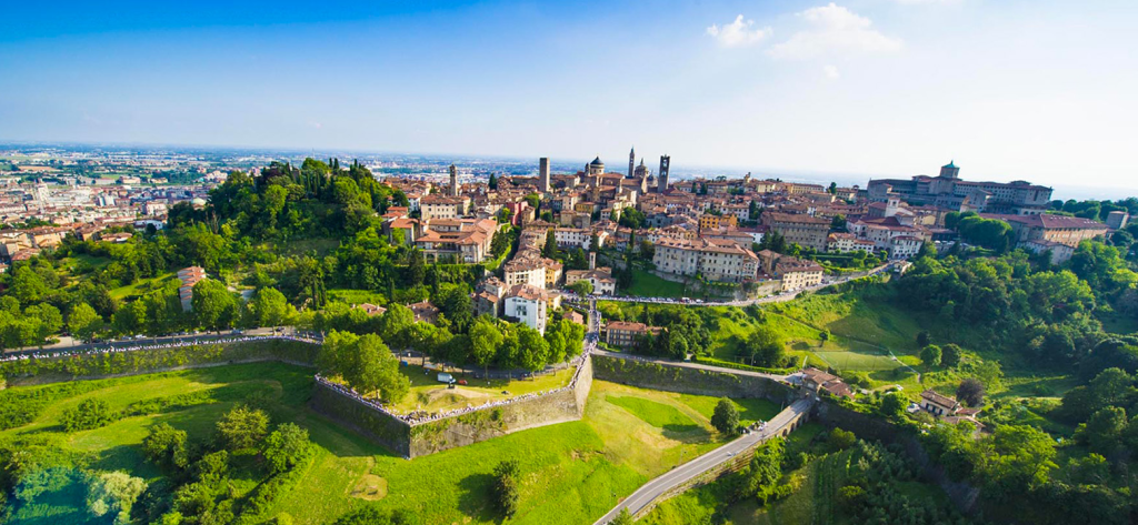 A bird-eye view of a part of the Venetian Walls, Bergamo.