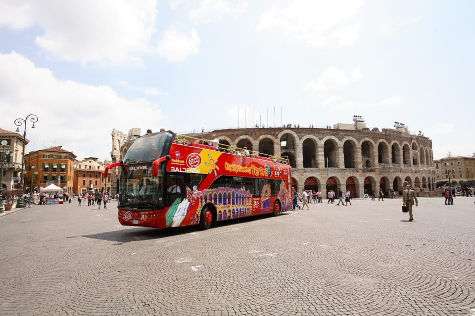 The Verona Hop-on Hop-off bus in front of the Arena.  